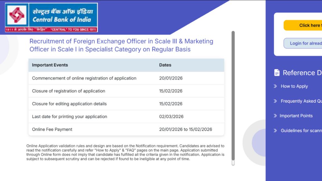 Central Bank SO Online Form 2026 application and examination schedule
